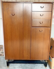 Vintage Mid Century G Plan Gentlemans Cupboard Wardrobe Tallboy with Drawers 