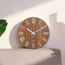 Large 12" Luminous Wall Clocks Wooden Night Glow Quartz Watch Silent Home Decor