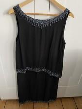 Roman women’s black bead embroidered party dress size 12