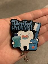 Dental Hygienist Medical Badge Reel With Clear ID Card Holder Retractable Clip 