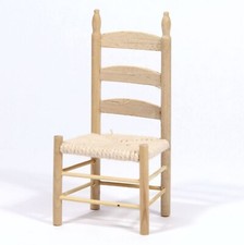 Dolls House Chair Natural Finish Wooden With A Rush Seat 1:12 Scale 092 Tumdee