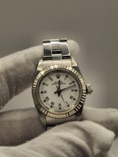 ROLEX OYSTER PERPETUAL 24 76094 WHITE GOLD FLUTED BEZEL LADIES AUTOMATIC 