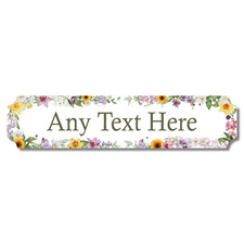 Personalised ANY TEXT Sign on METAL Street Plaque Door Wall Floral Family Gift