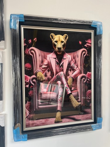 Pink framed lioness large - framed,