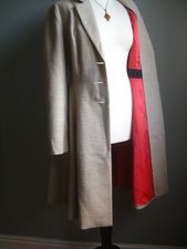 BODEN FIT FLARE COAT 12 long trench princess frock retro victorian cream cotton