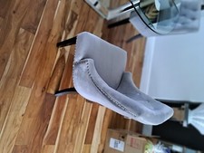 Fabric dinning  chairs x 4 wooden legs new  grey with sliver studs and knocker