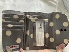 Cath Kidston Grey Button Spot Oilcloth Purse New With Tags