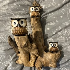 3 owls on Driftwood Wooden