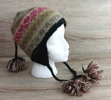 Uttam London Women's Knitted Wool & Mohair Earflap Hat With Pom Poms