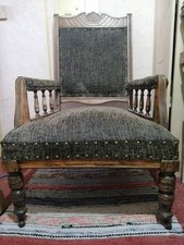 Antique reupholstered hardwood