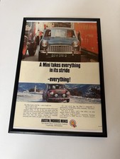 Framed Original 1967 Classic Mini Austin Morris Red Magazine Advert Poster Retro