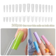 240pcs Almond Shape Sandwich Nail Forms Coffin Shape Nail Tips False Nails  DIY