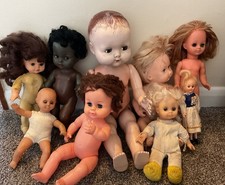 Job Lot  Of Vintage Dolls For Repair / Spare / Parts Inc Babies