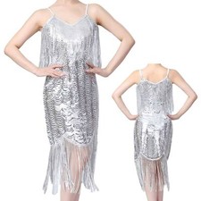 UK Women Sequin Fringe Latin