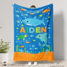Shark Blanket Personalized Boy