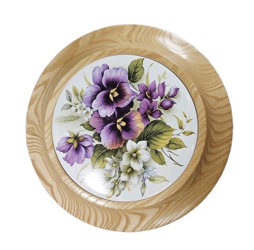 Vintage round purple pansies - round,