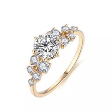 1.5ct Ring 18K Yellow Gold Engagement Round Lab-Created Diamond Test Pass US:4.5