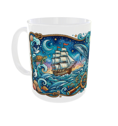 Vibrant nautical ceramic mug - vibrant,