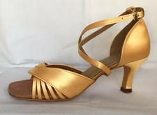 Ladies Gold Satin Ballroom, Latin, Salsa, Jive Dance Shoes - UK Sizes 3 - 8