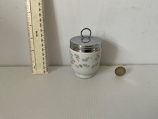 RARE VINTAGE ROYAL WORCESTER KING SIZE EGG CODDLER FORGET ME NOTS  METAL THREAD