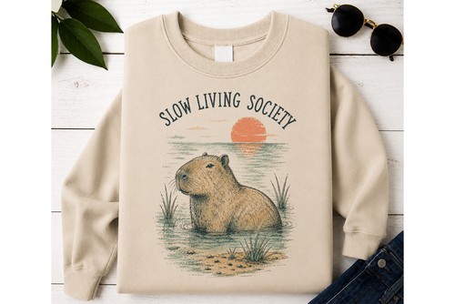 Capybara sweatshirt slow - capybara,
