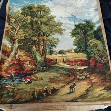 Vintage Stitched & Finished Le Champ de Ble Needlepoint Tapestry Constable large