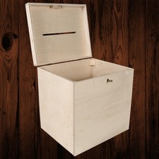 Large Lockable Wooden Wedding Guest Wish Post Box with Slot | 29 x 25 x 30 cm
