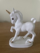 White & Gold Royal Osborne cute Unicorn Figurine Ornament 12cm high