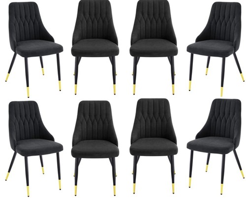 Black velvet dining chairs - ,