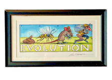 Framed Original Cartoon Illustration by PAUL SAMPLE Tom Sharpe Books OGRI etc *1