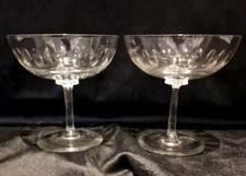 A Pair Of Crystal Victorian Champagne Saucers 4" Petal Cut Bowl