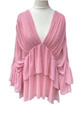 Womens Zara Summer Blouse Shirt Top EUR S Pink Ruffle Party /Holiday /Casual