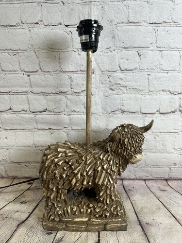 Highland cow table - lamp, rustic