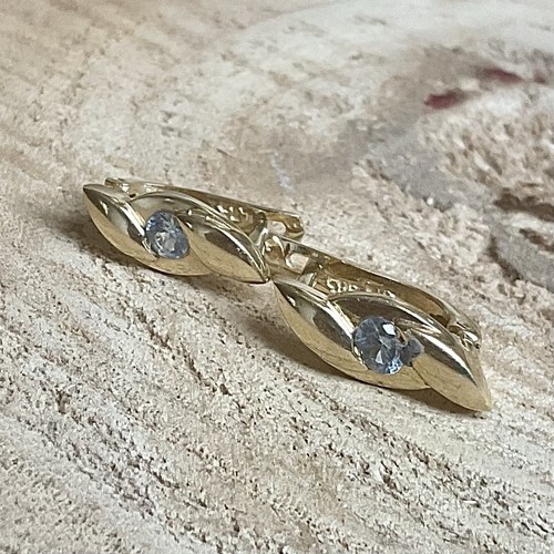 9ct gold aquamarine earrings - gold,