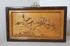 OLD CHINESE FINELY DETAILED CARVED WOOD PANEL WALL HANGING