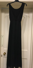 MADE IN ITALY:FAB BLACK CHIFFON SUNRAY PLEATED MAXI DRESS  -GORGEOUS!!