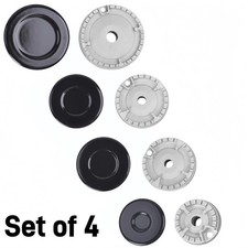 4x Flame Burner Cap Crown Kit for STOVES Oven Cooker Gas Hob Small Medium Large