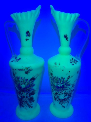 Pair antique victorian uranium - pair,