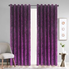 Luxury Crushed Velvet Curtains Pair Fully Lined Eyelet Ring Top Ready Made