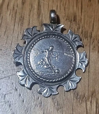 Antique 1921 Sterling Silver Blank Football Medal Fob. Please See Info ?