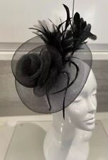 Debenhams Black Sinamay Swirls Organza Floral Feathers Headband Fascinator Smart
