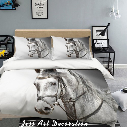 Black white horse - white, quilt