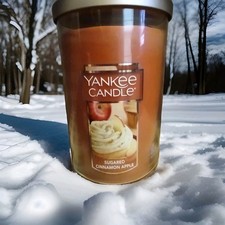 Yankee Candle SUGARED CINNAMON APPLE 22 oz 2-Wick Tumbler Jar Retired Scent NEW