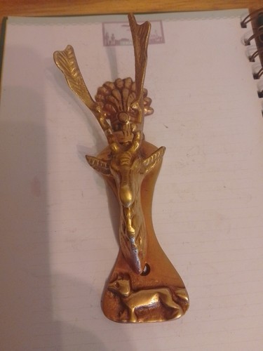 Vintage brass stag - brass, door
