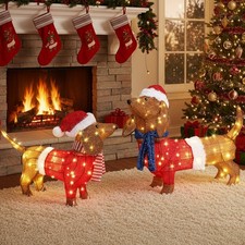 Set of 2 Lighted Dachshund Dog