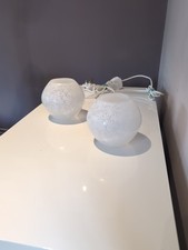 IKEA KNUBBIG Glass Cherry Blossom White Table Bedside Lamps Mood Light pair x2