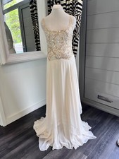 Jenny Packham long Ivory beaded bodice full length Silk wedding dress NWT