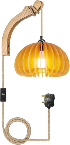Wooden wall lamp with plug - wall,