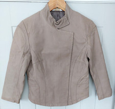 VINTAGE FULL CIRCLE Real Leather Ladies Biker Style Jacket Small/10 Mushroom