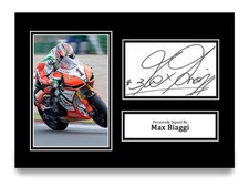 Max Biaggi Hand Signed A4 Photo Autograph Card MotoGP Superbikes Gift Display